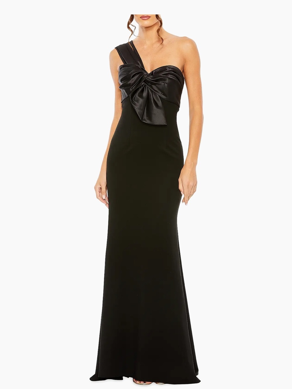 One Shoulder Half-Bow Bodice Trumpet Gown Maxi